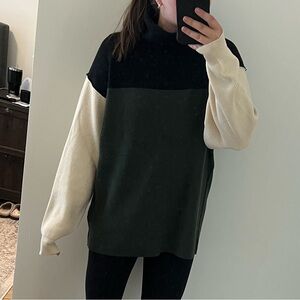Free People Black and Green Knit Sweater